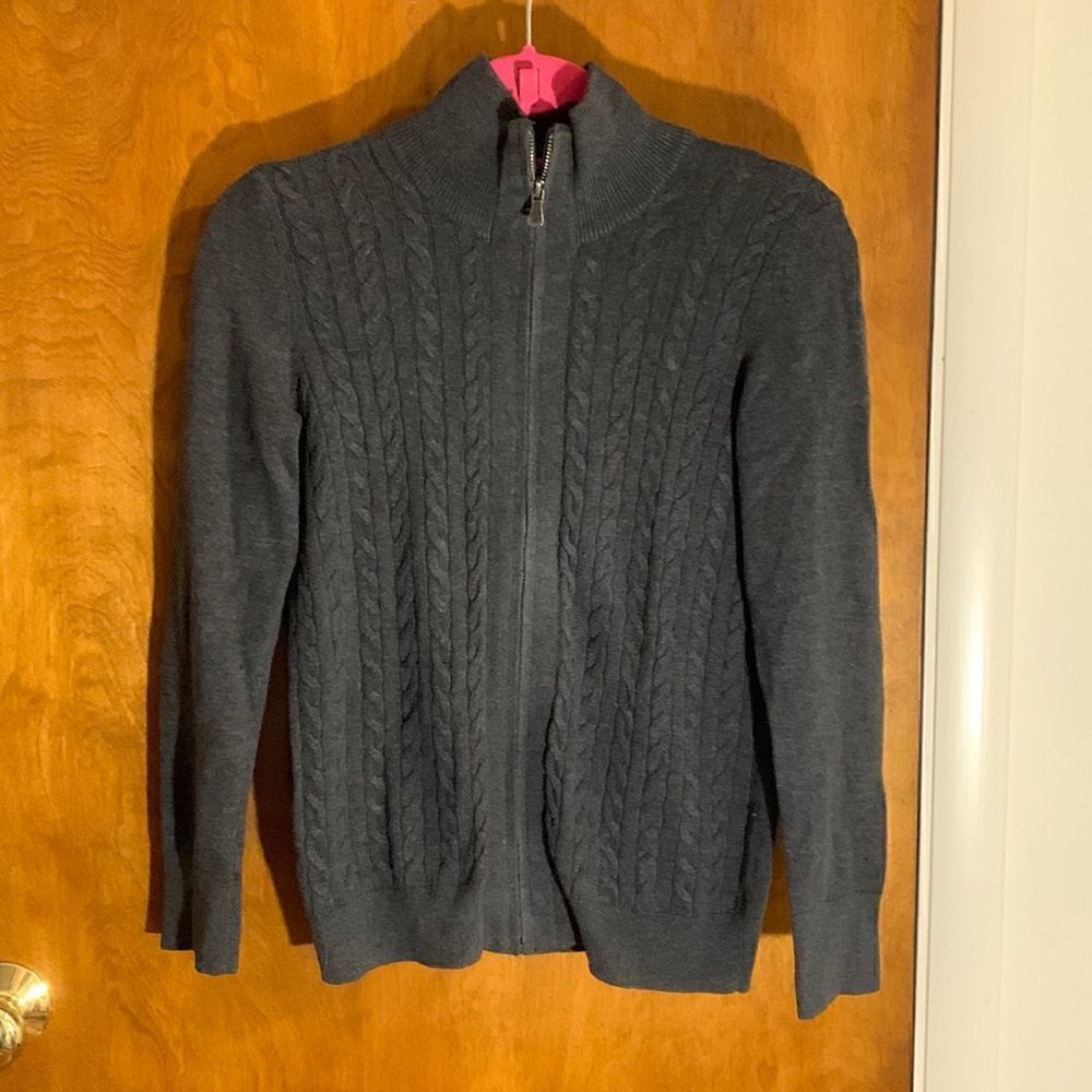 Talbots EUC gray zip up sweater cardigan Size small petite